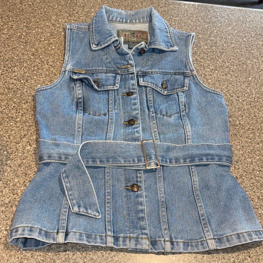 Vintage express denim vest with belt